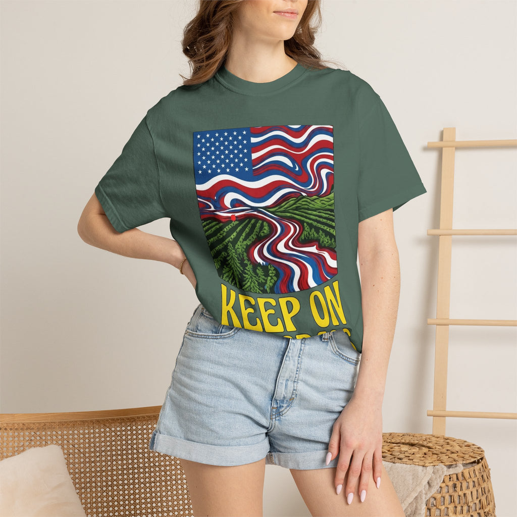 Keep On The Grass T‑Shirt — Psychedelic American Flag Weed Farm Graphic Tee