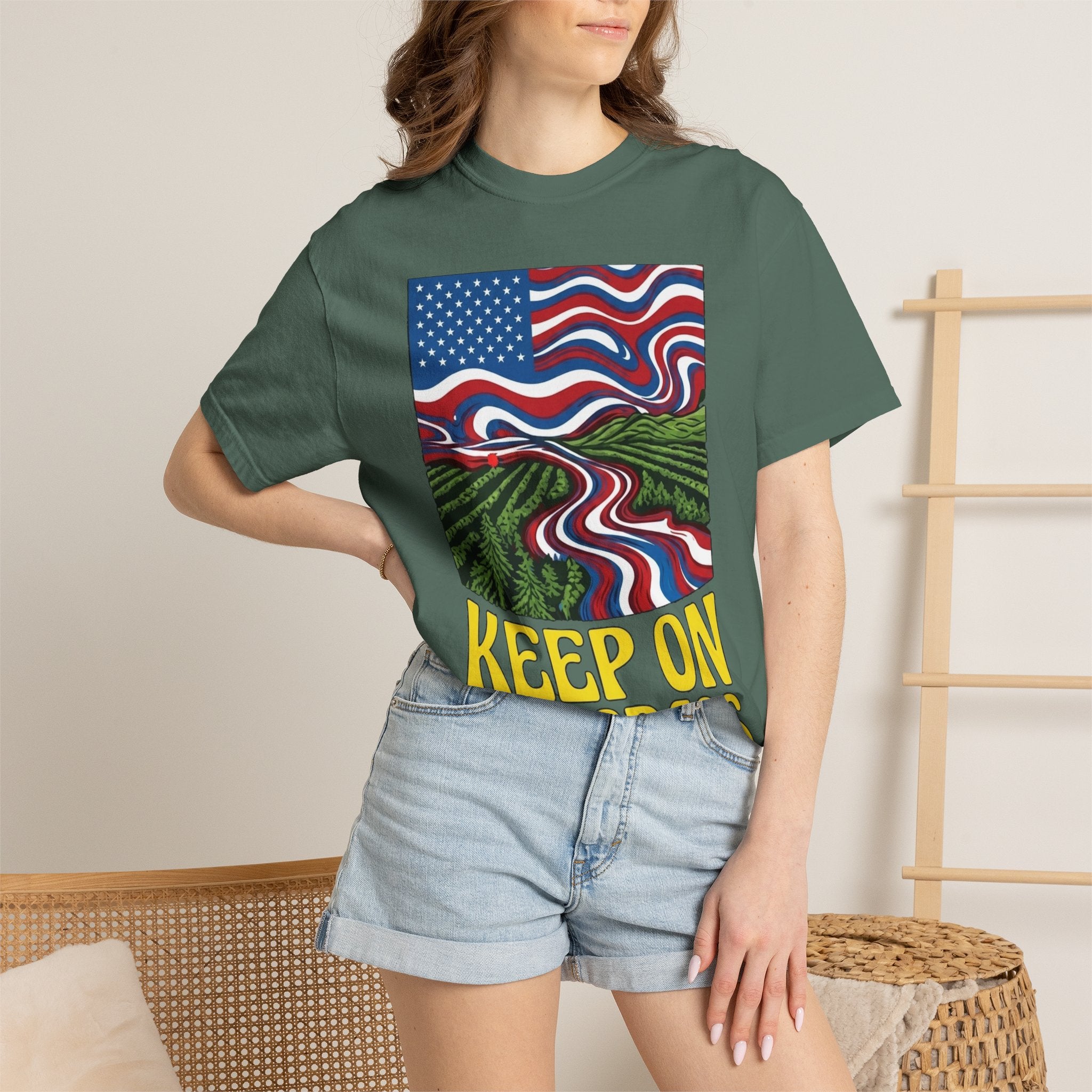 Keep On The Grass T‑Shirt — Psychedelic American Flag Weed Farm Graphic Tee