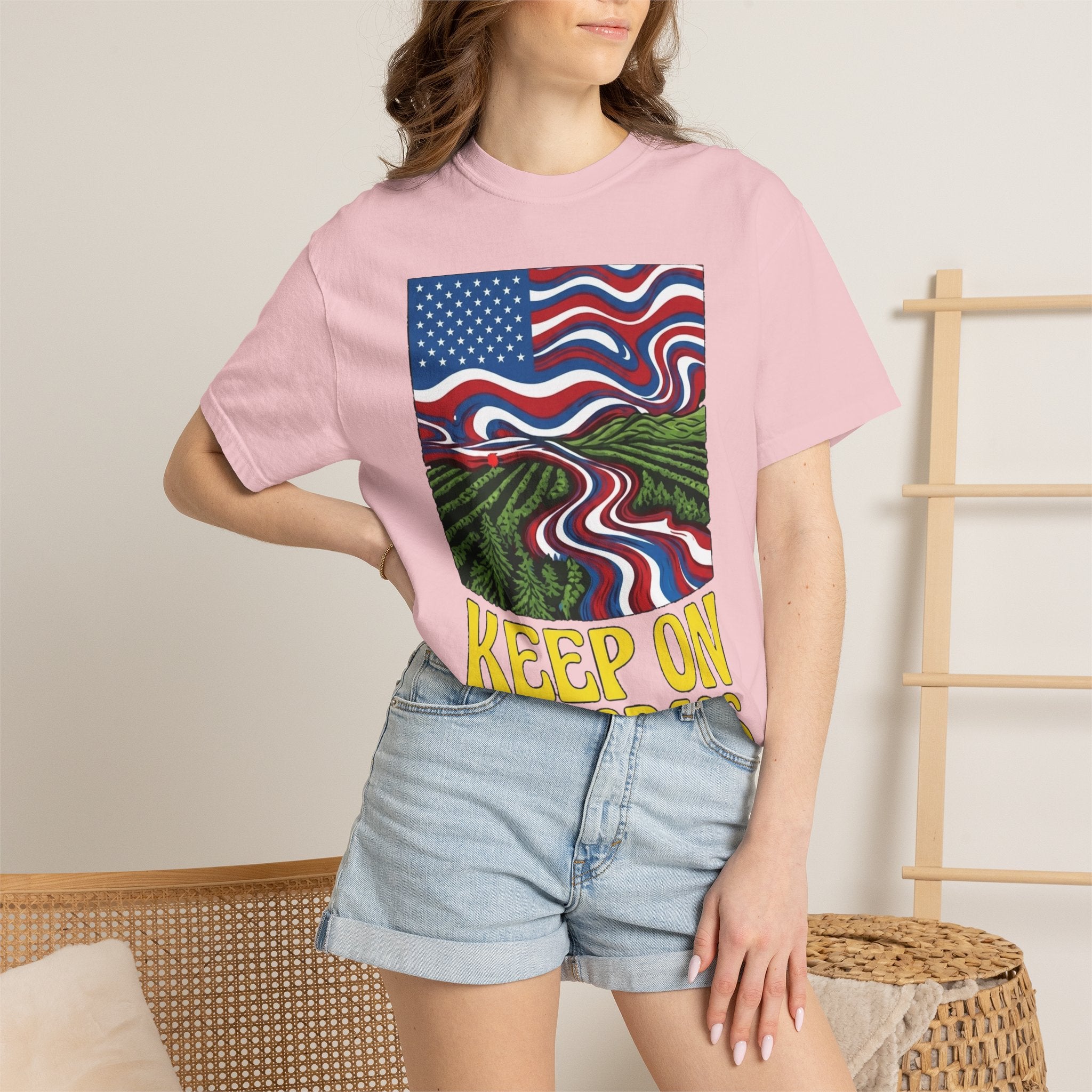 Keep On The Grass T‑Shirt — Psychedelic American Flag Weed Farm Graphic Tee