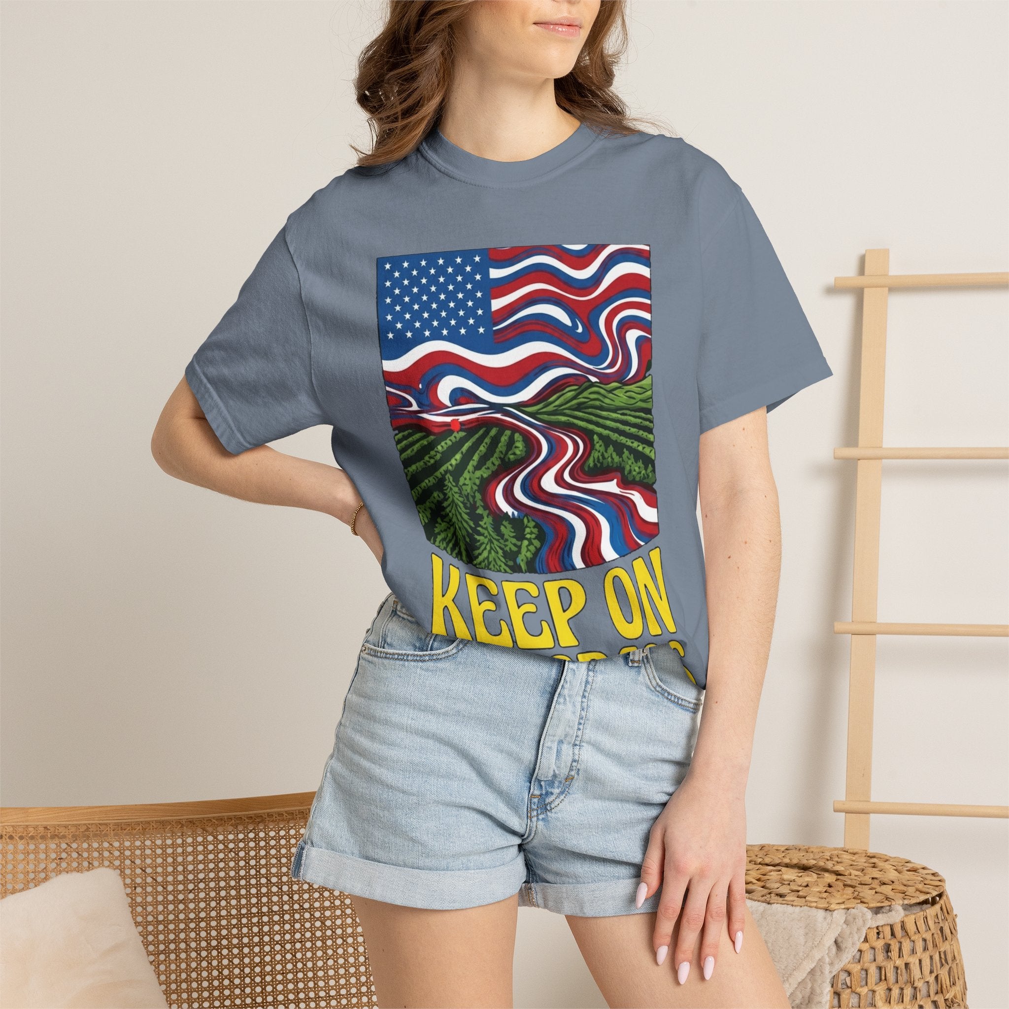 Keep On The Grass T‑Shirt — Psychedelic American Flag Weed Farm Graphic Tee