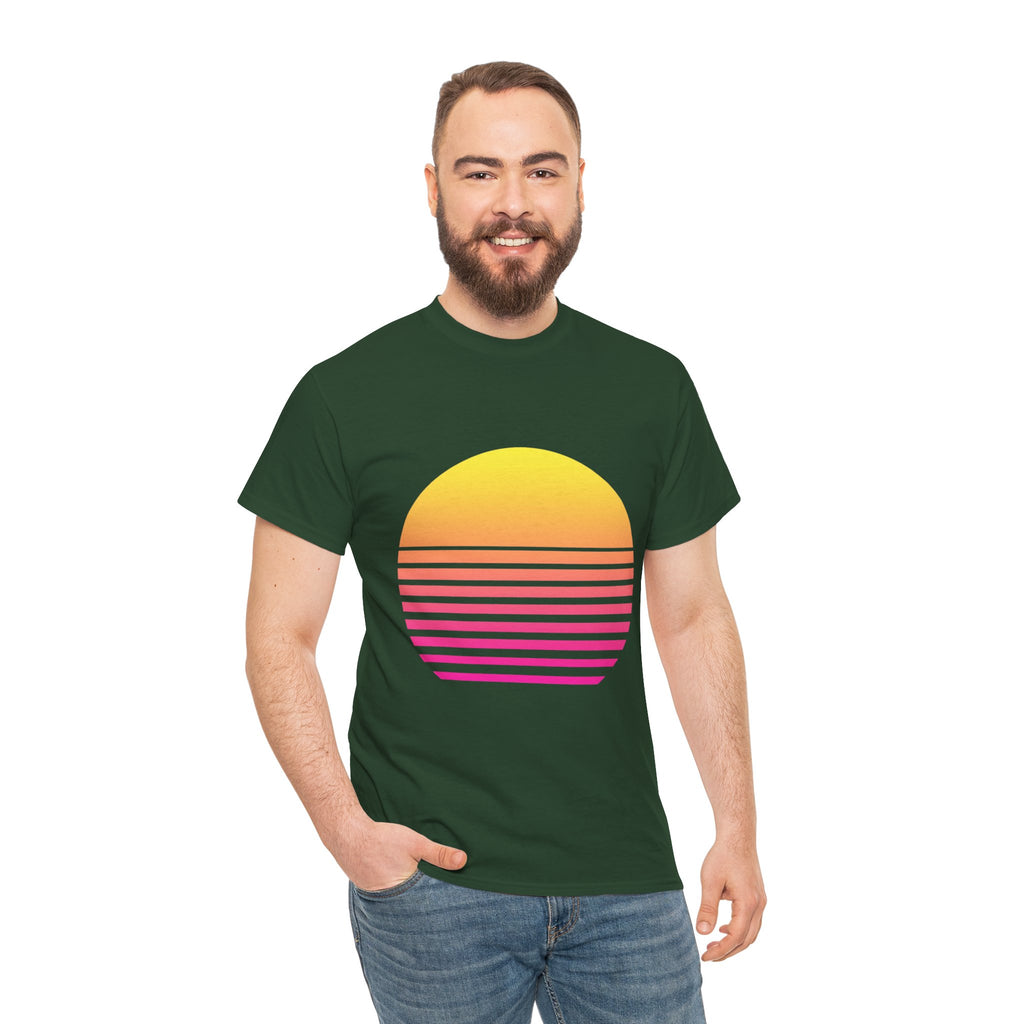 Retro 80s Synthwave Sunset T-Shirt - Vaporwave Neon Graphic Unisex Tee