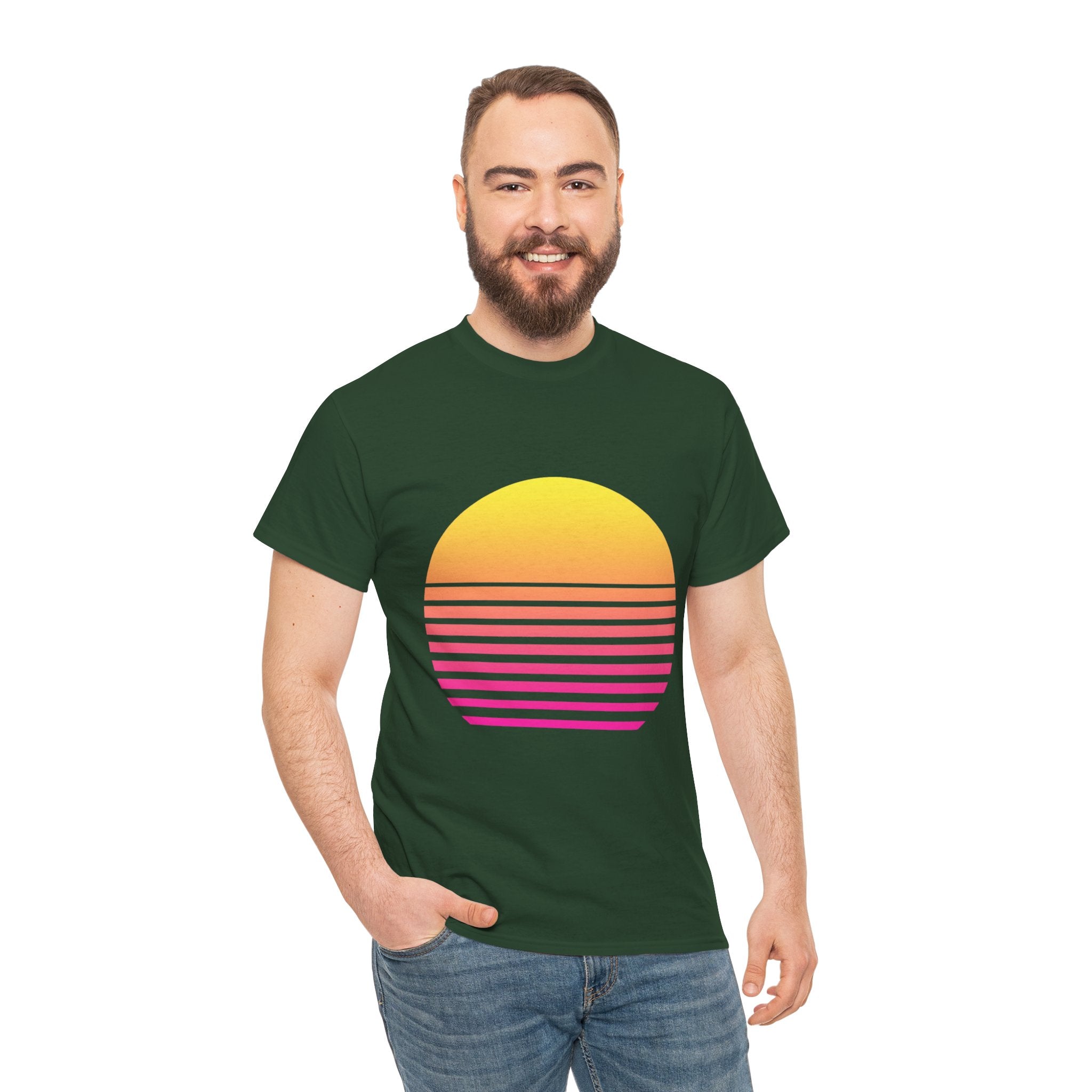 Retro 80s Synthwave Sunset T-Shirt - Vaporwave Neon Graphic Unisex Tee