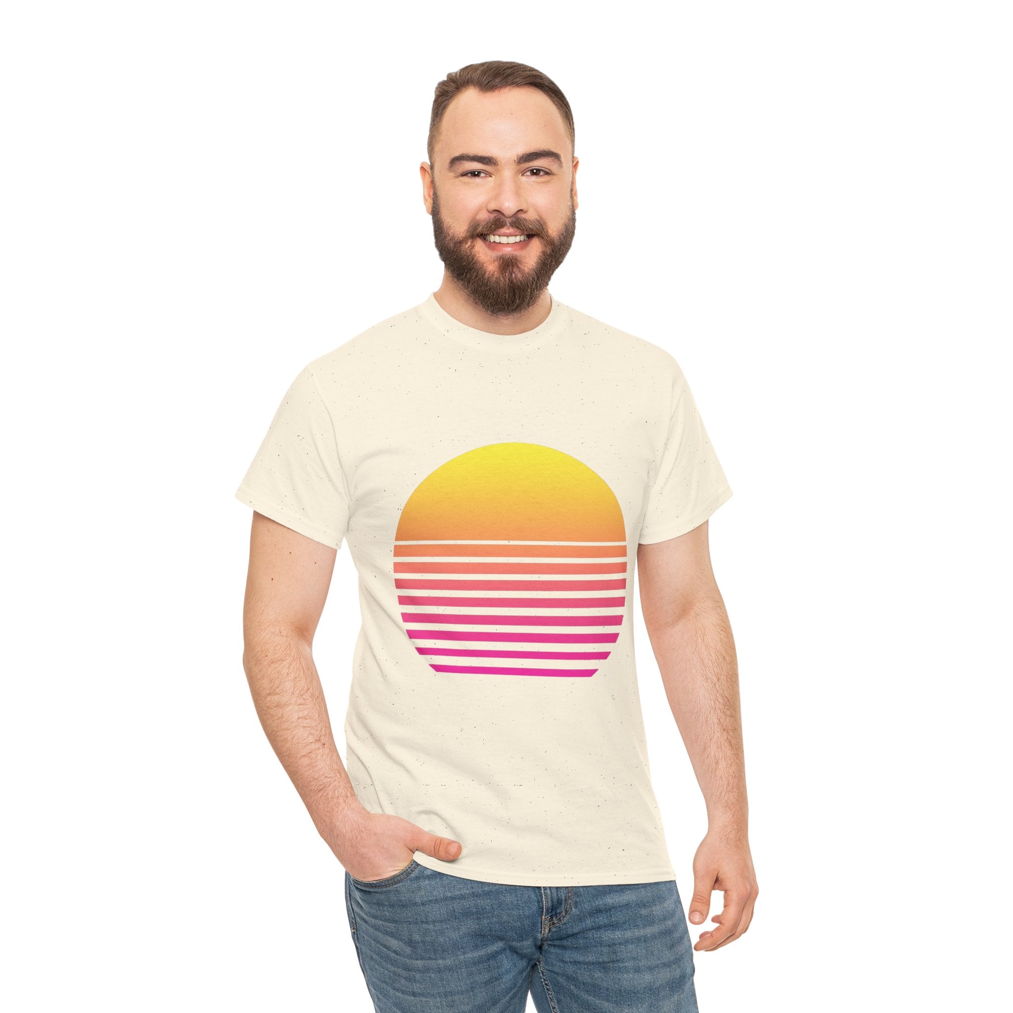 Retro 80s Synthwave Sunset T-Shirt - Vaporwave Neon Graphic Unisex Tee