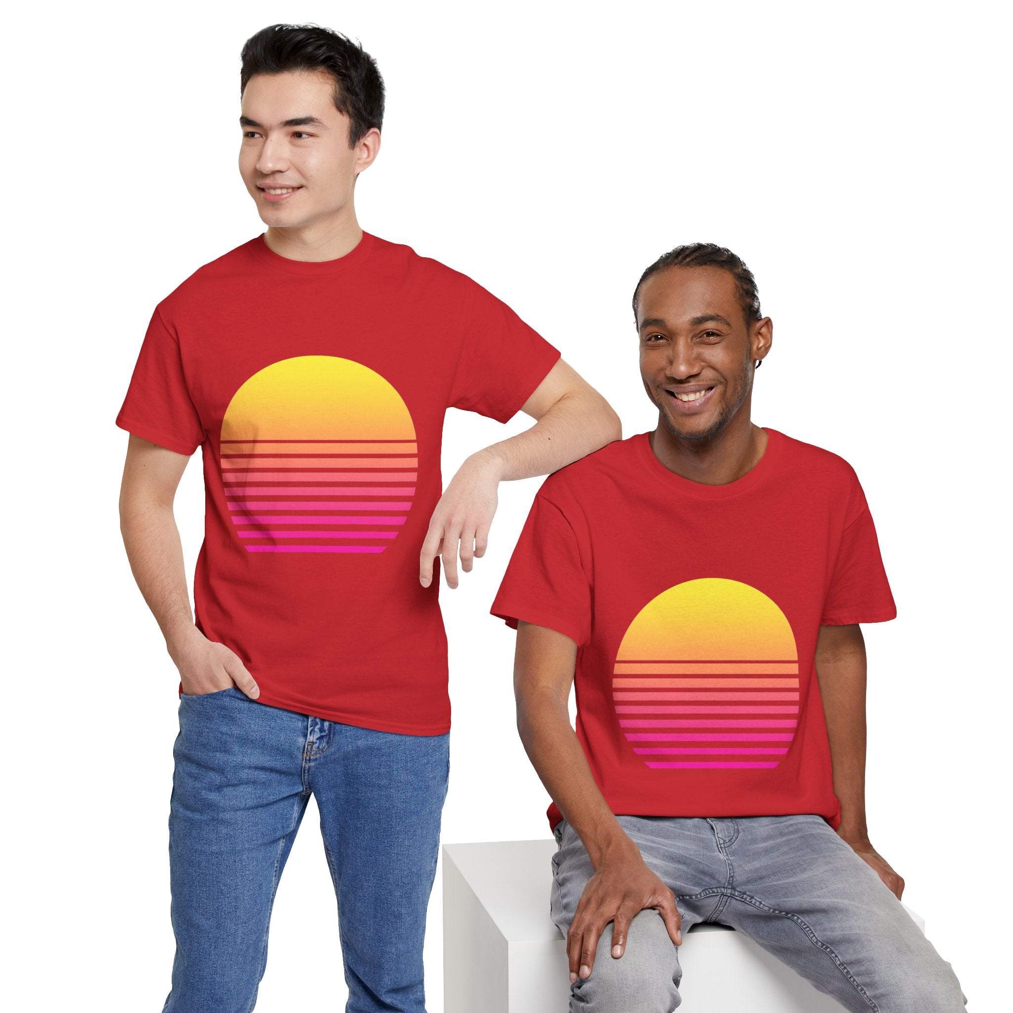 Retro 80s Synthwave Sunset T-Shirt - Vaporwave Neon Graphic Unisex Tee