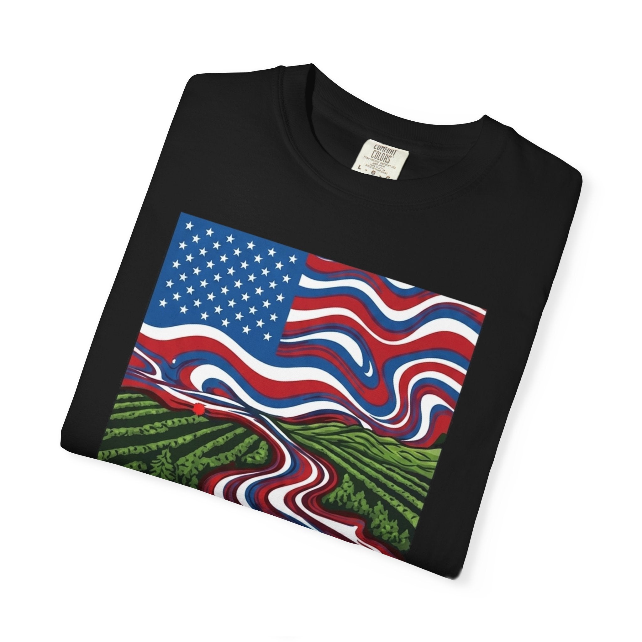 Keep On The Grass T‑Shirt — Psychedelic American Flag Weed Farm Graphic Tee