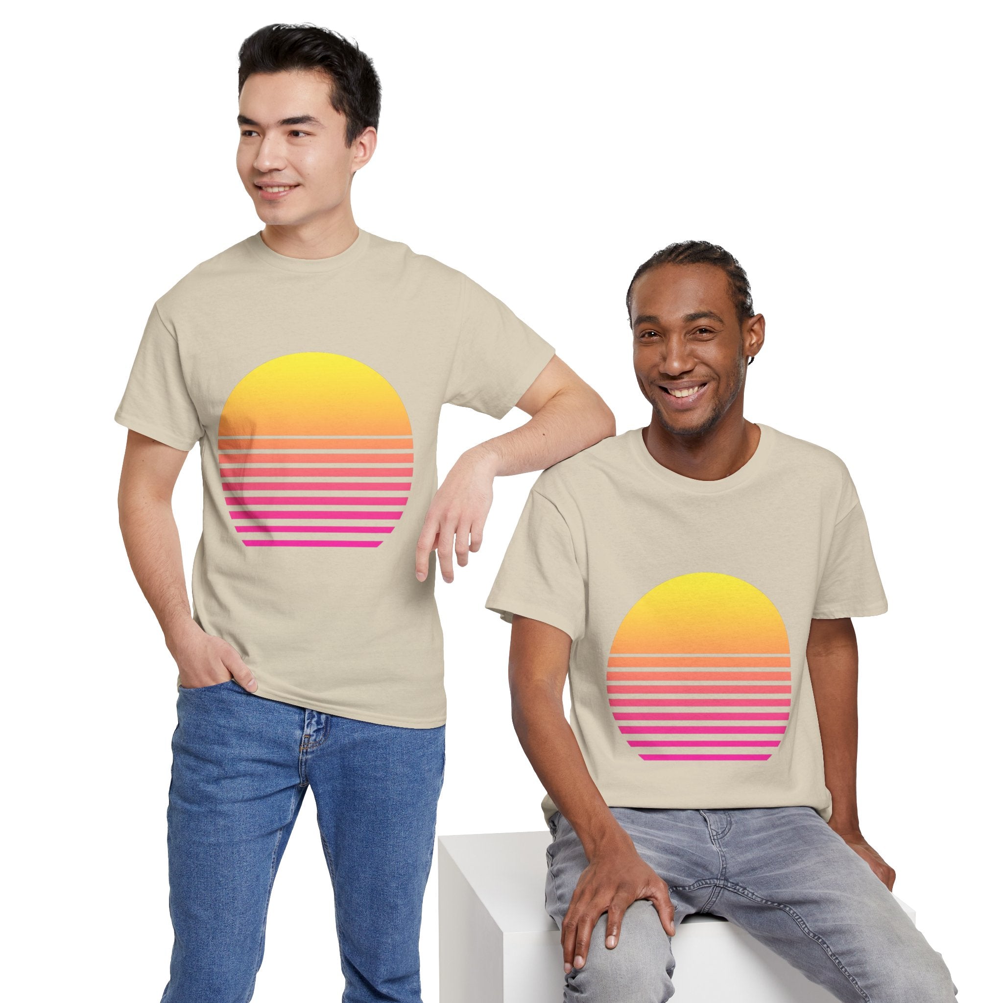 Retro 80s Synthwave Sunset T-Shirt - Vaporwave Neon Graphic Unisex Tee
