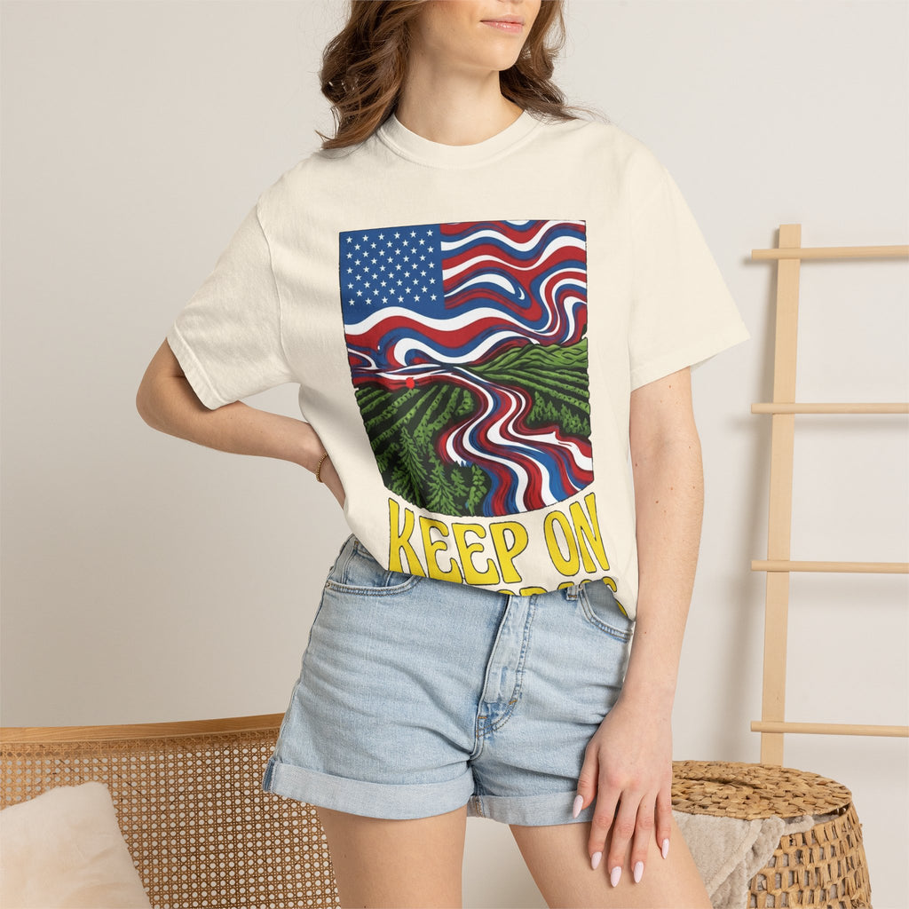 Keep On The Grass T‑Shirt — Psychedelic American Flag Weed Farm Graphic Tee
