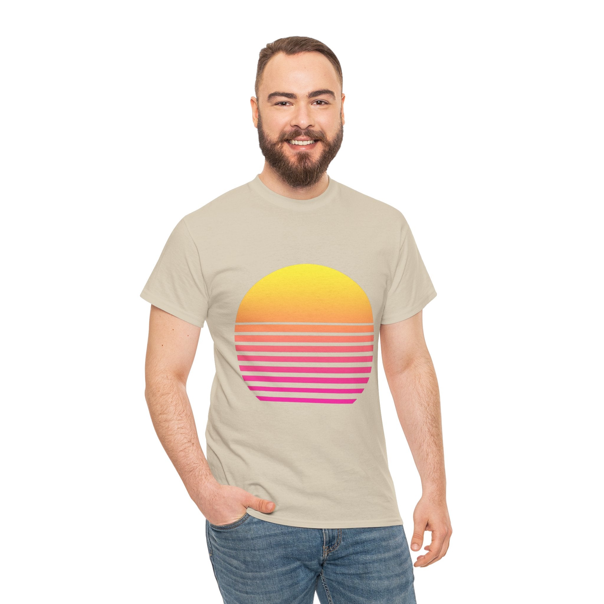 Retro 80s Synthwave Sunset T-Shirt - Vaporwave Neon Graphic Unisex Tee