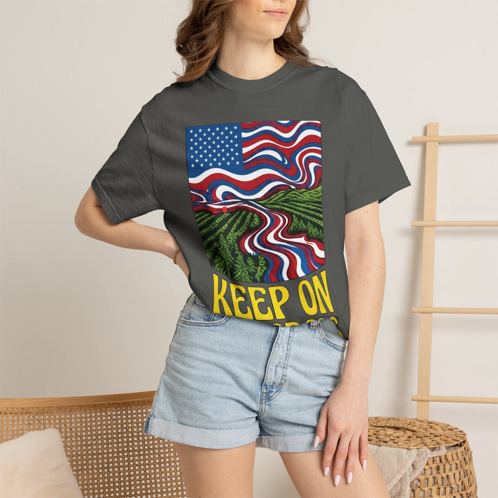 Keep On The Grass T‑Shirt — Psychedelic American Flag Weed Farm Graphic Tee