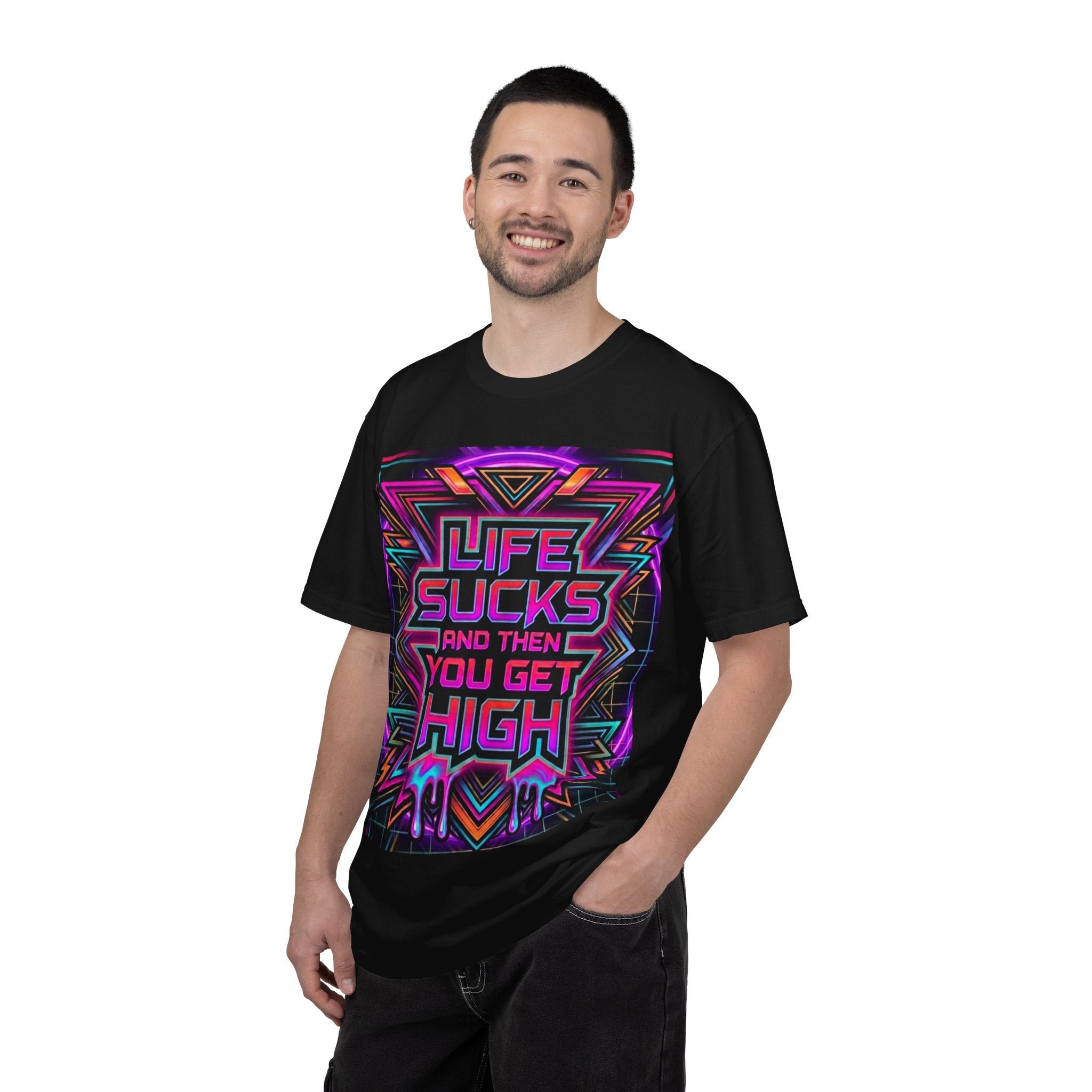 Life Sucks and Then You Get High T-Shirt 80's Neon Multiple Colors