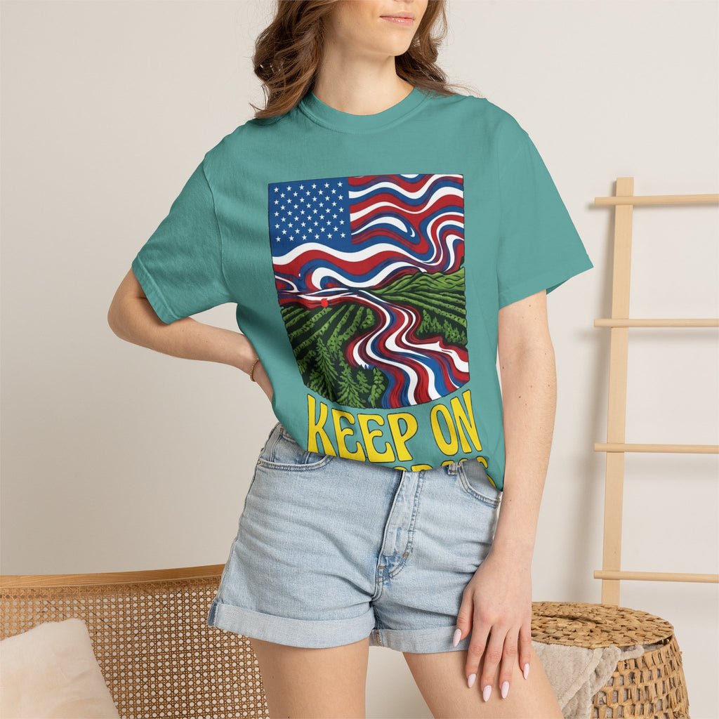 Keep On The Grass T‑Shirt — Psychedelic American Flag Weed Farm Graphic Tee