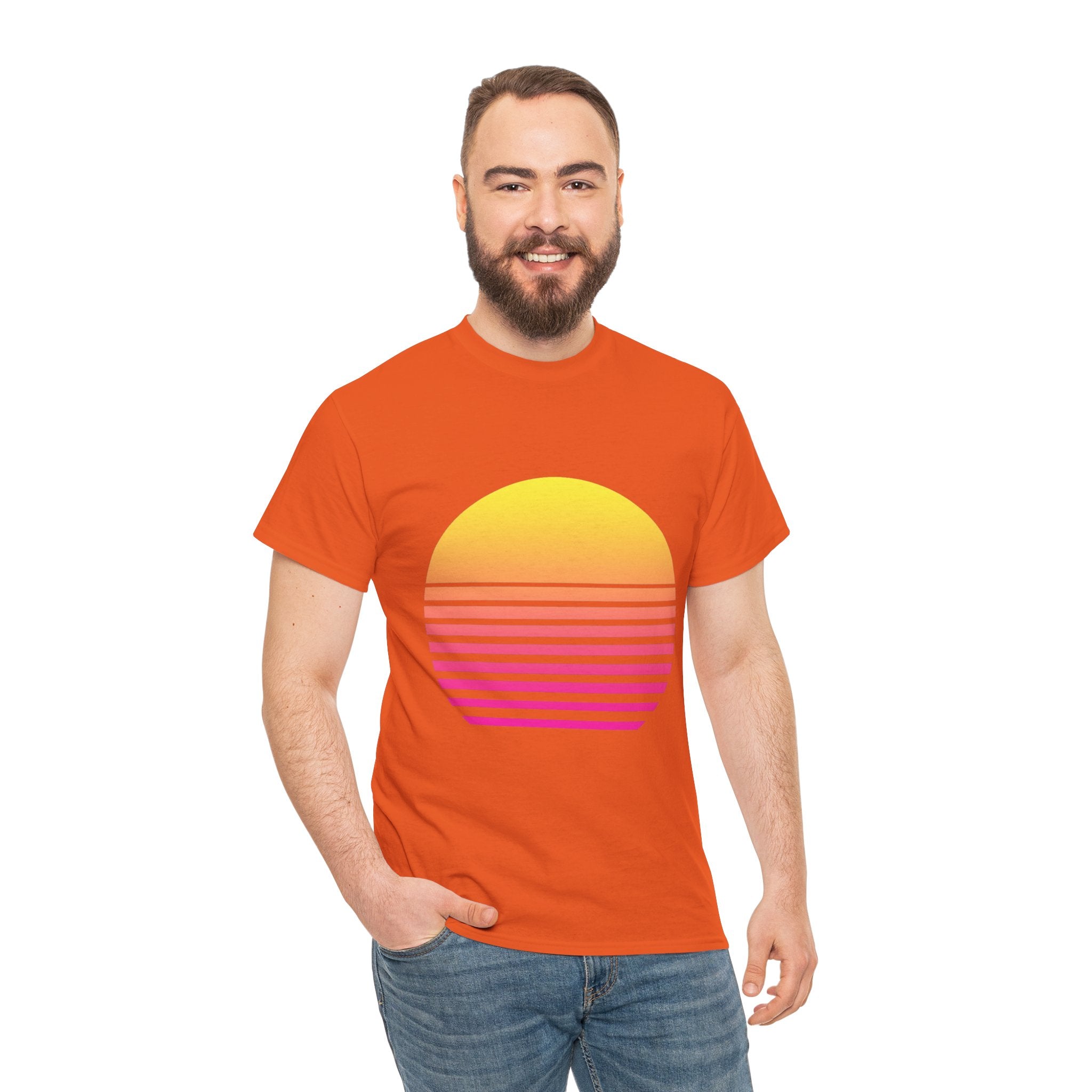 Retro 80s Synthwave Sunset T-Shirt - Vaporwave Neon Graphic Unisex Tee