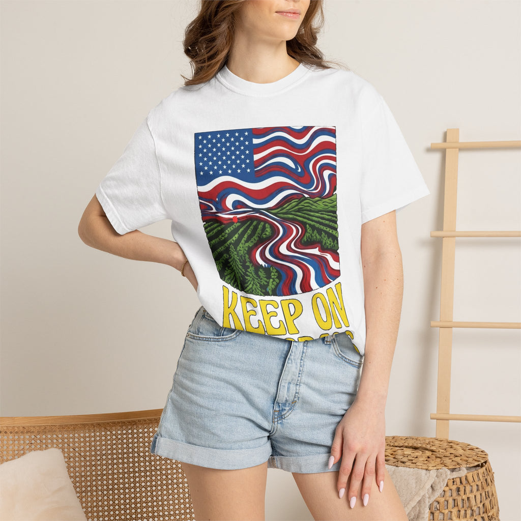 Keep On The Grass T‑Shirt — Psychedelic American Flag Weed Farm Graphic Tee