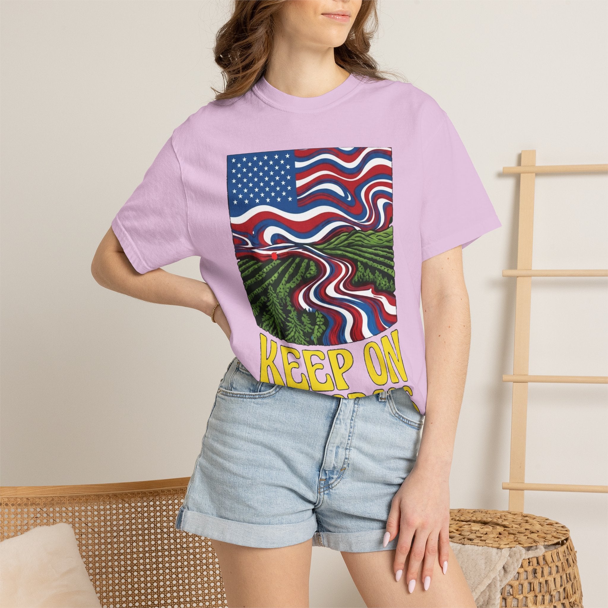 Keep On The Grass T‑Shirt — Psychedelic American Flag Weed Farm Graphic Tee