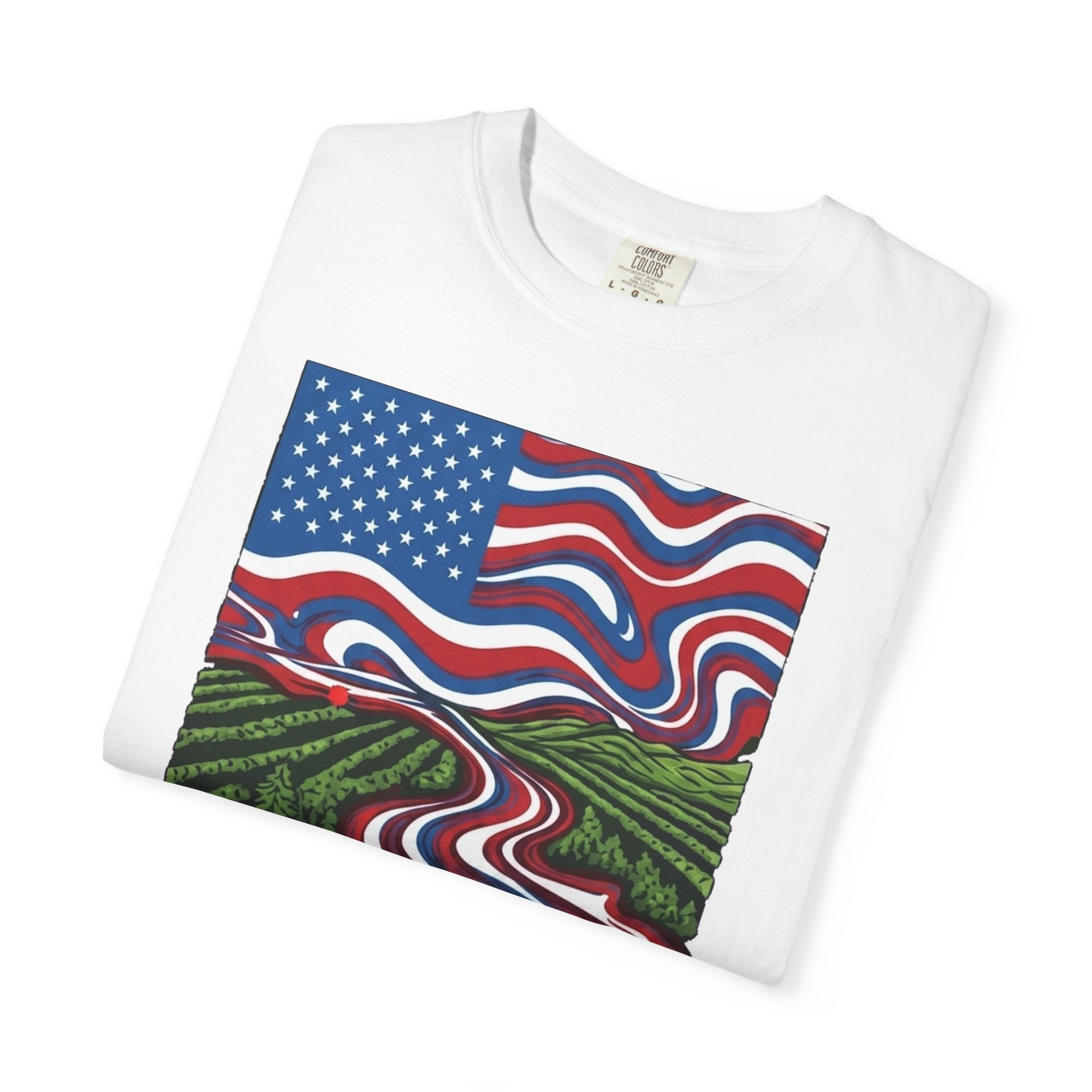 Keep On The Grass T‑Shirt — Psychedelic American Flag Weed Farm Graphic Tee