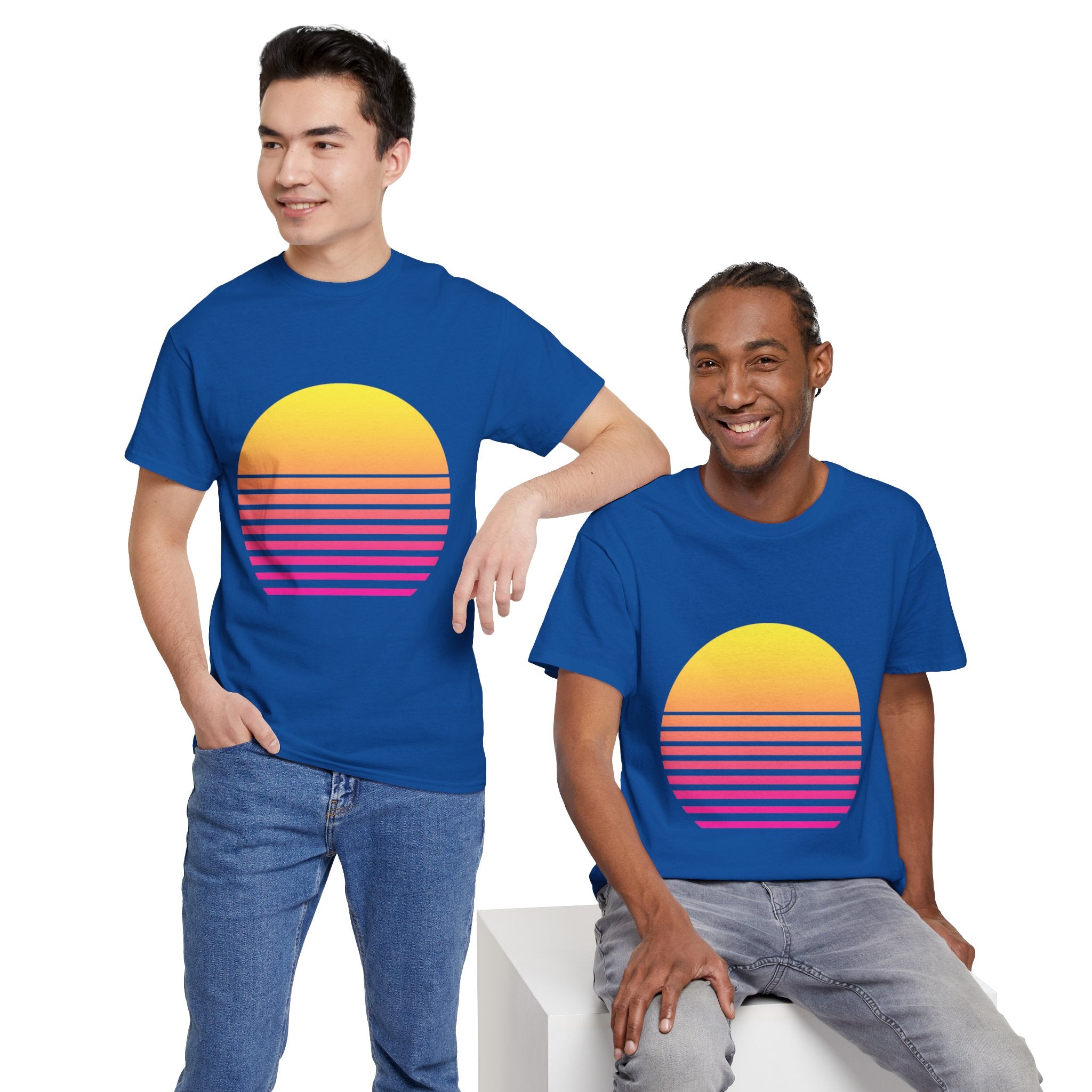 Retro 80s Synthwave Sunset T-Shirt - Vaporwave Neon Graphic Unisex Tee