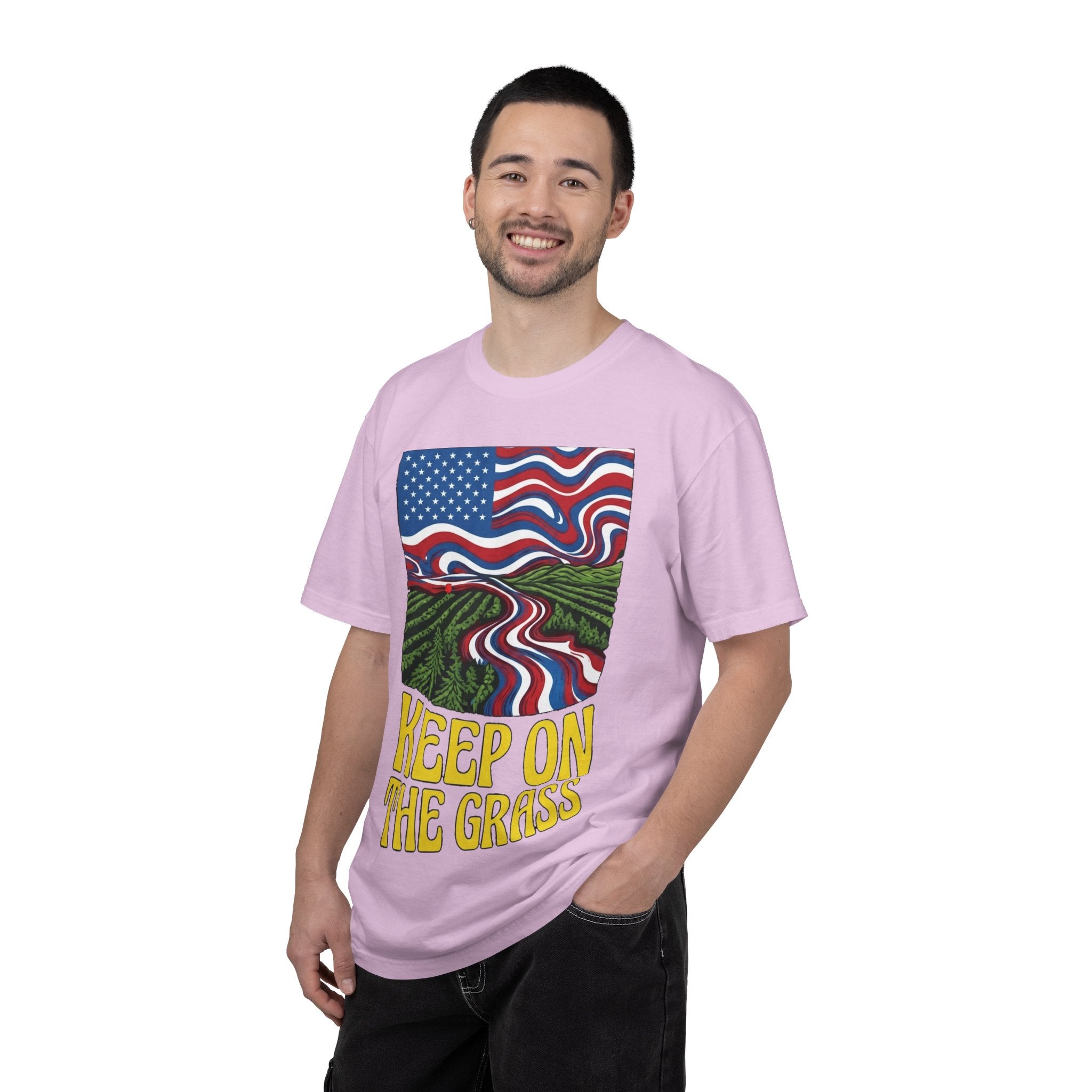Keep On The Grass T‑Shirt — Psychedelic American Flag Weed Farm Graphic Tee