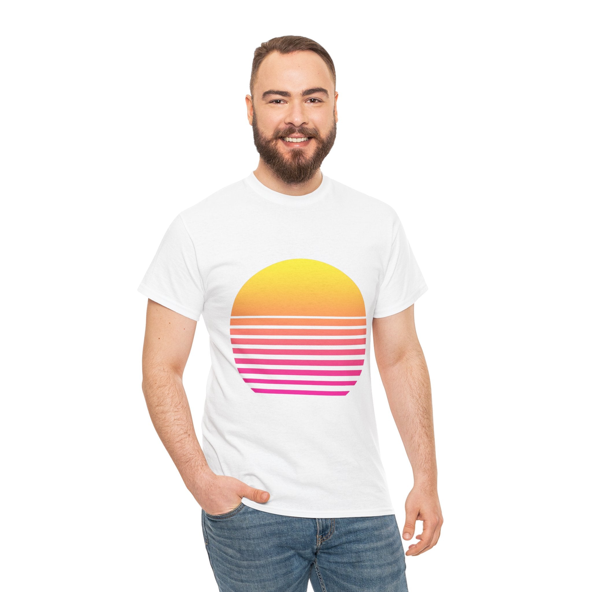 Retro 80s Synthwave Sunset T-Shirt - Vaporwave Neon Graphic Unisex Tee