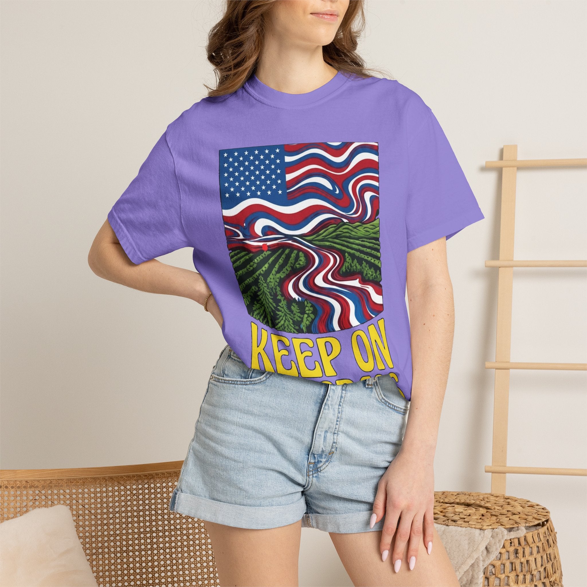 Keep On The Grass T‑Shirt — Psychedelic American Flag Weed Farm Graphic Tee