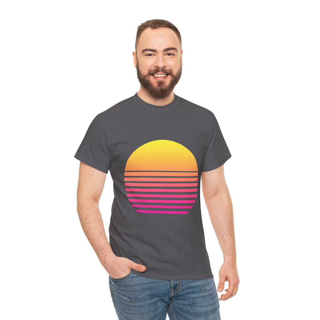 Retro 80s Synthwave Sunset T-Shirt - Vaporwave Neon Graphic Unisex Tee