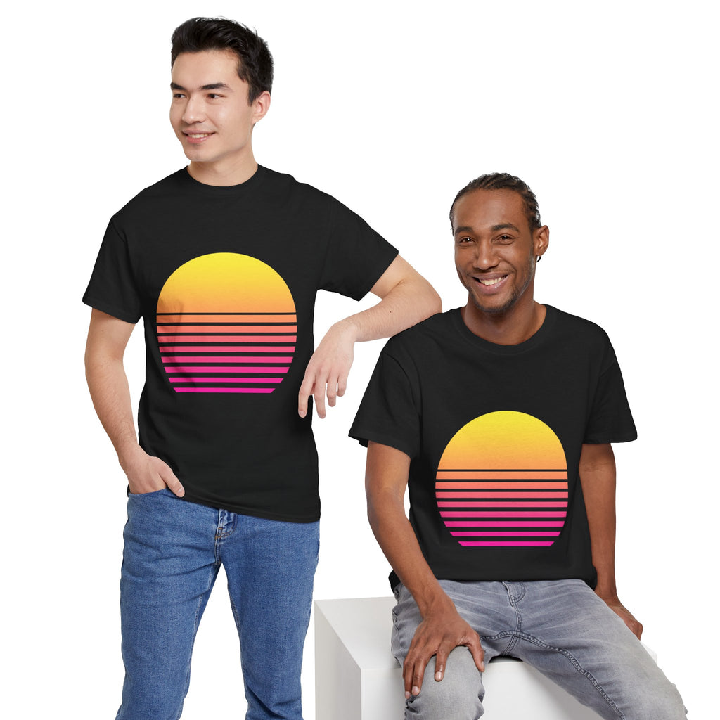 Retro 80s Synthwave Sunset T-Shirt - Vaporwave Neon Graphic Unisex Tee
