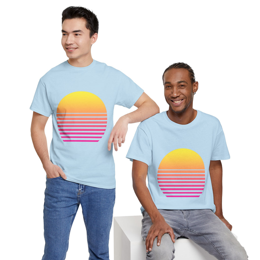 Retro 80s Synthwave Sunset T-Shirt - Vaporwave Neon Graphic Unisex Tee