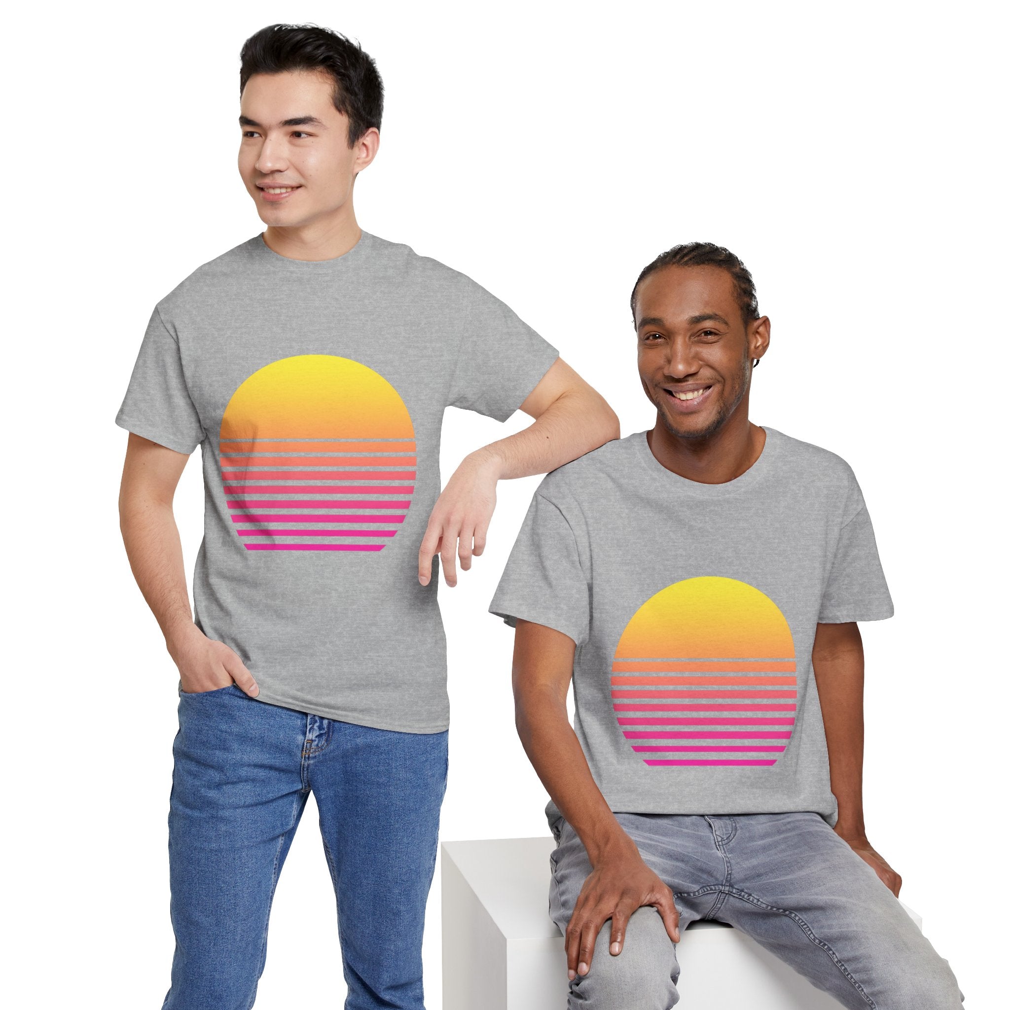 Retro 80s Synthwave Sunset T-Shirt - Vaporwave Neon Graphic Unisex Tee