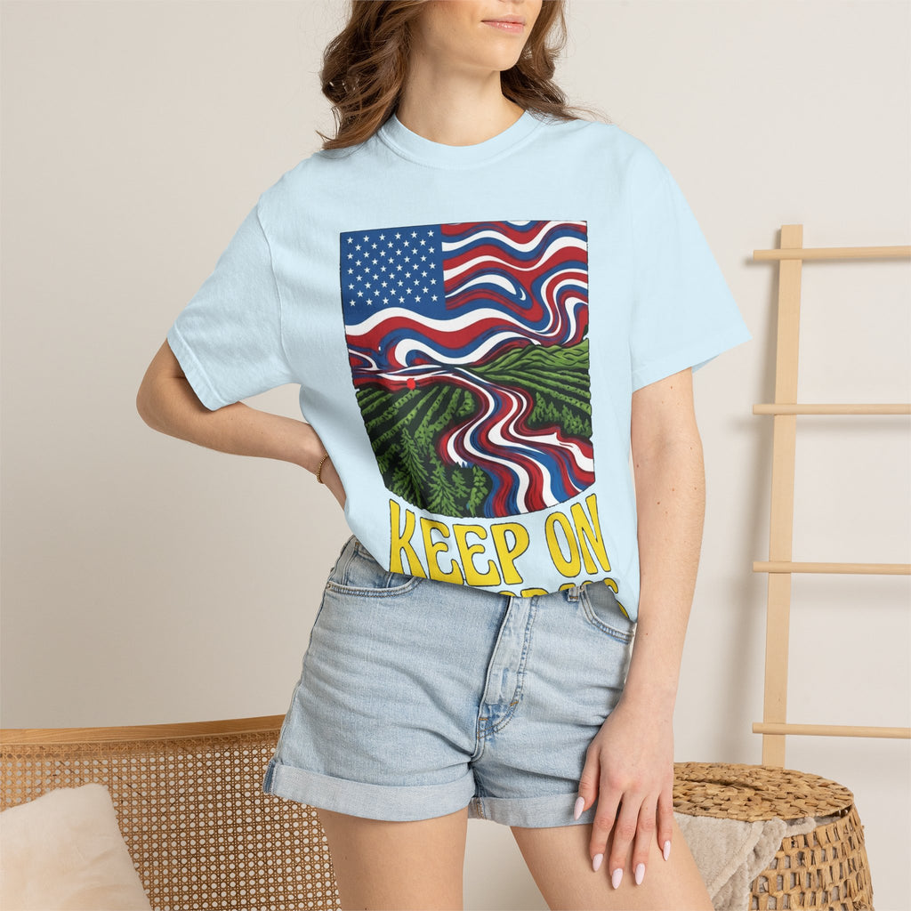 Keep On The Grass T‑Shirt — Psychedelic American Flag Weed Farm Graphic Tee