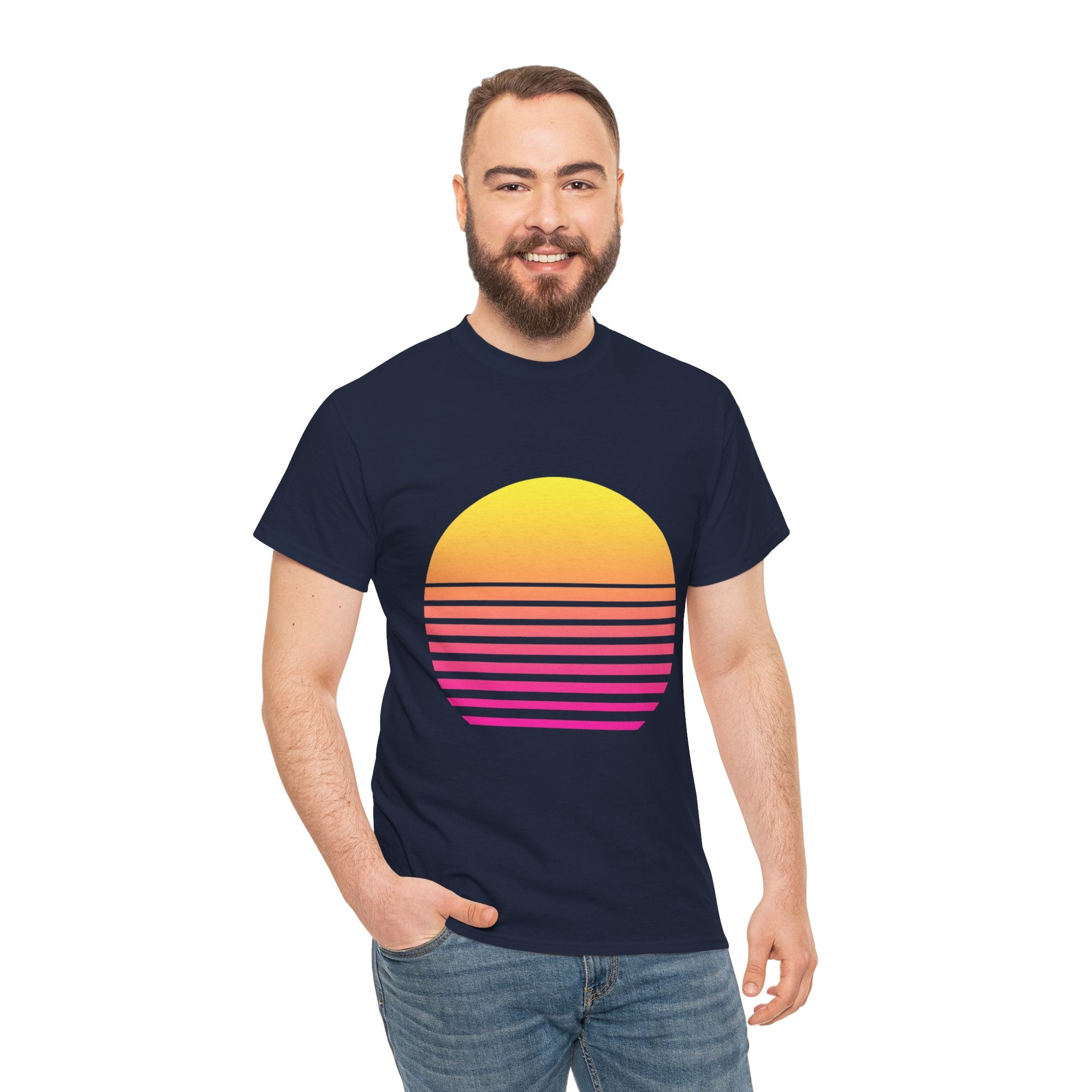 Retro 80s Synthwave Sunset T-Shirt - Vaporwave Neon Graphic Unisex Tee