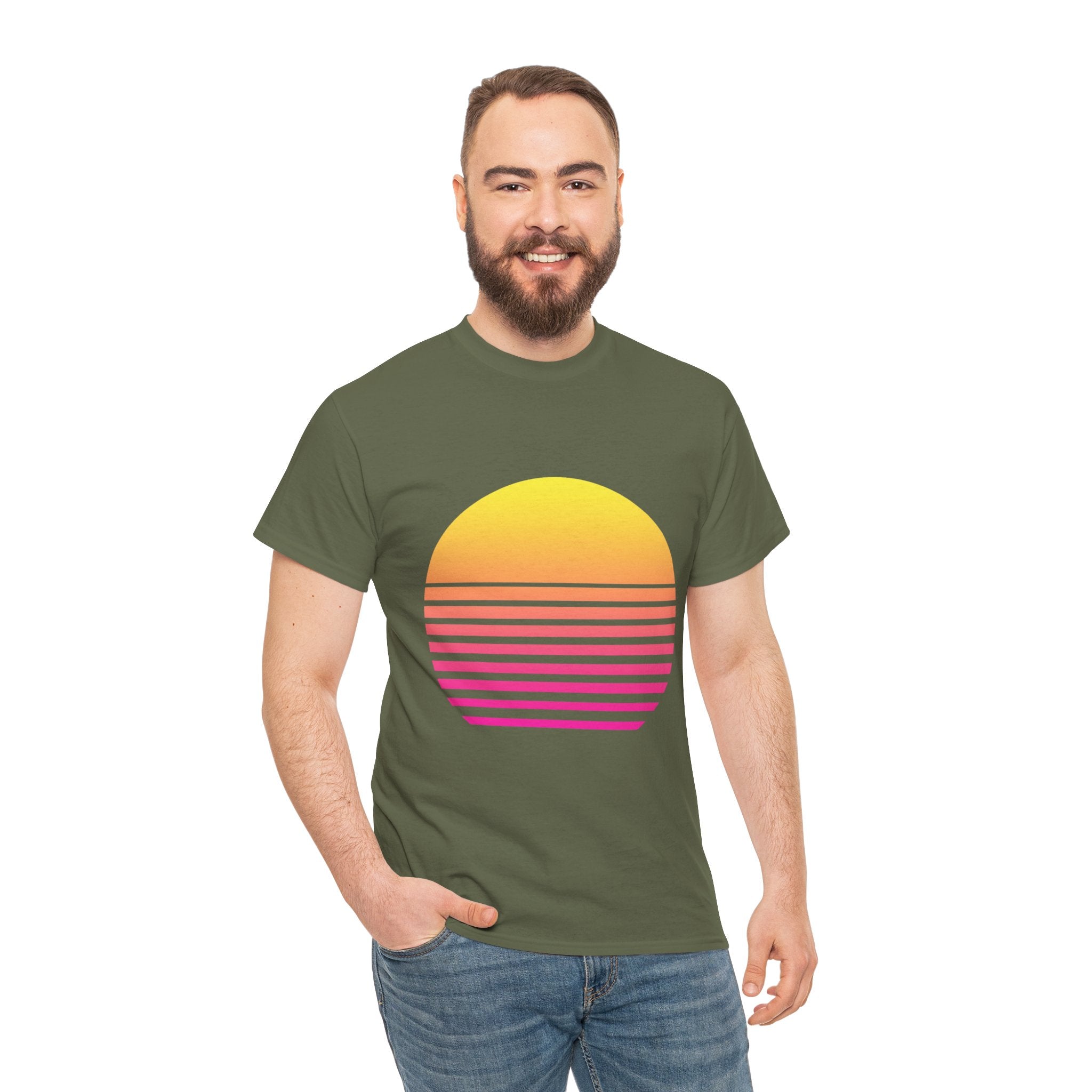 Retro 80s Synthwave Sunset T-Shirt - Vaporwave Neon Graphic Unisex Tee