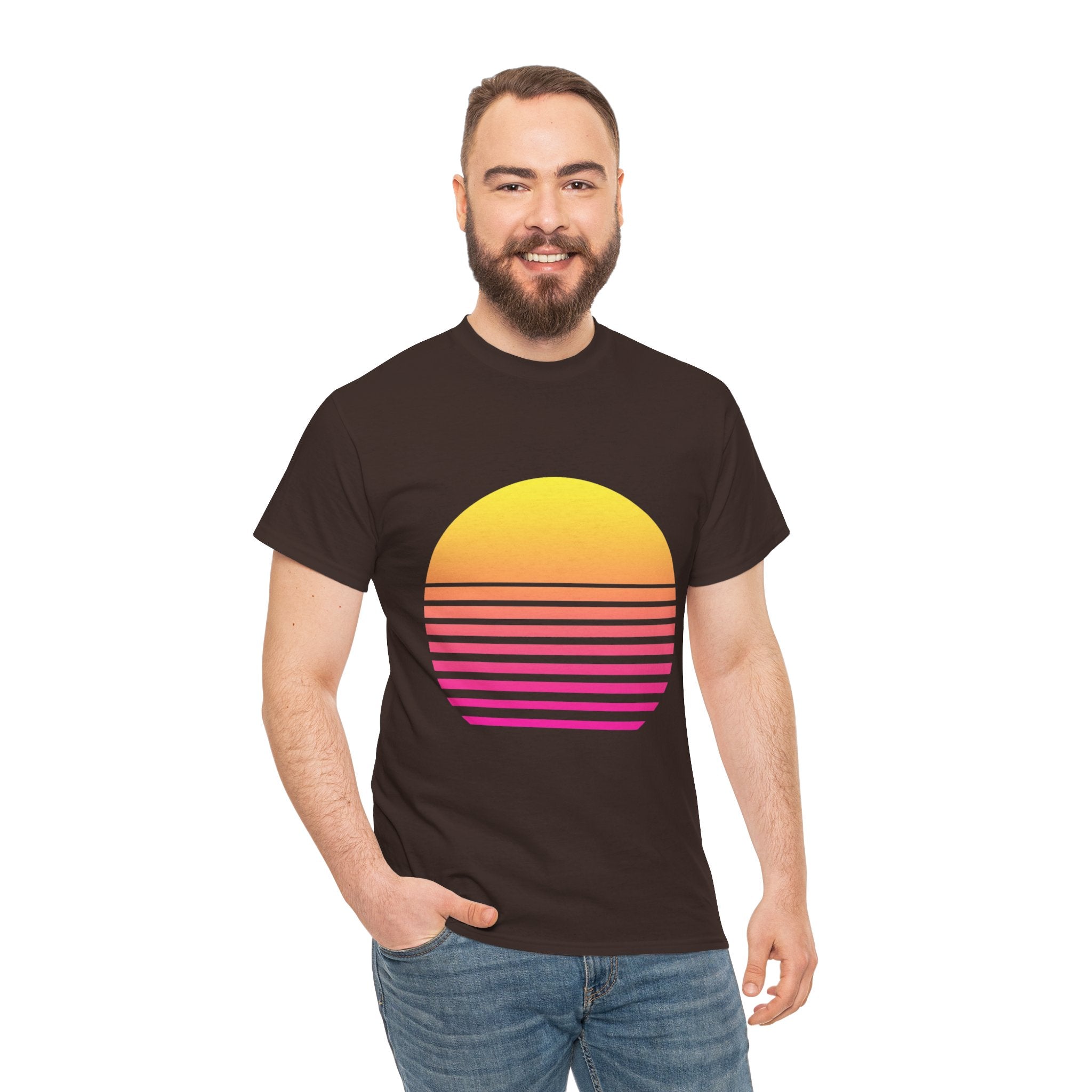 Retro 80s Synthwave Sunset T-Shirt - Vaporwave Neon Graphic Unisex Tee