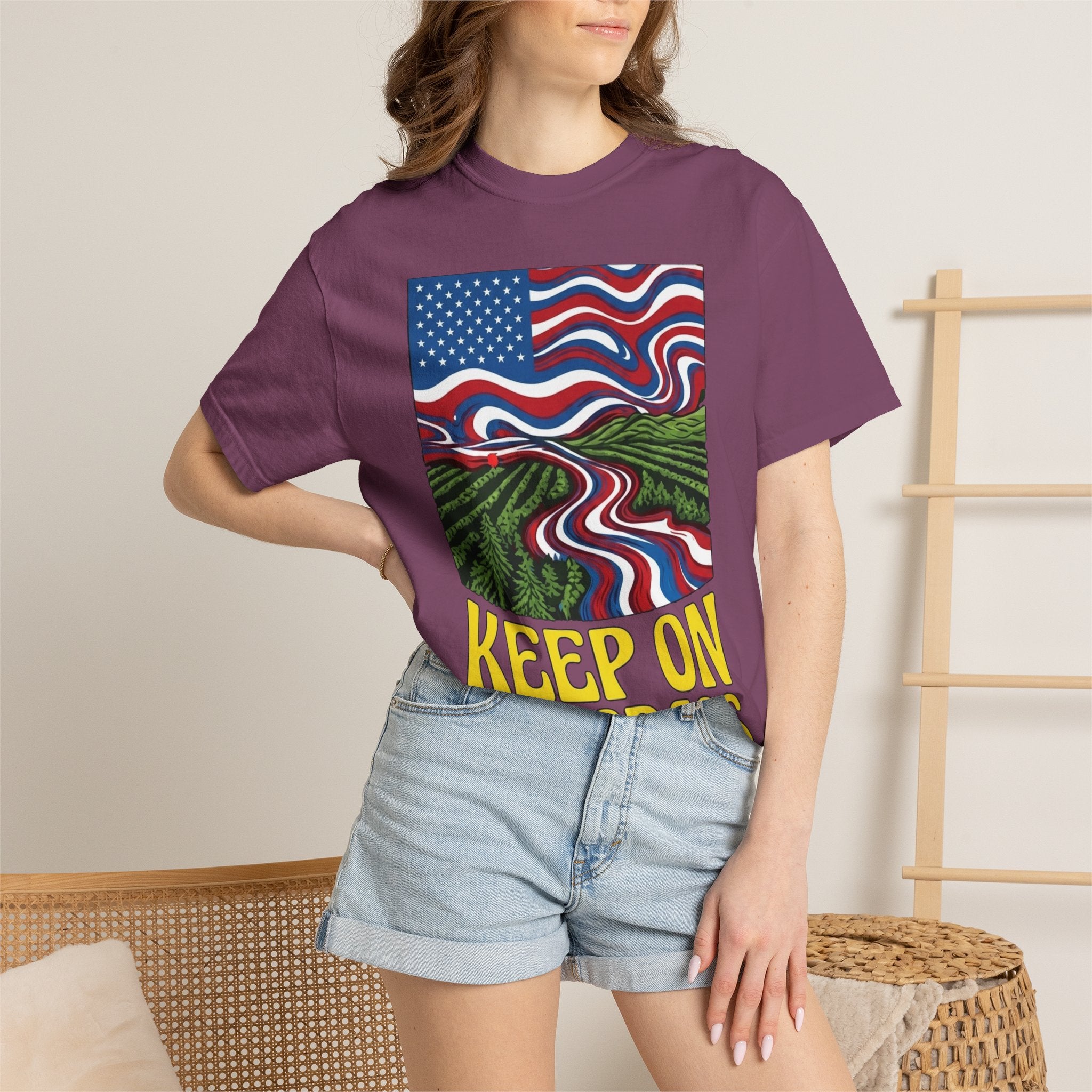 Keep On The Grass T‑Shirt — Psychedelic American Flag Weed Farm Graphic Tee