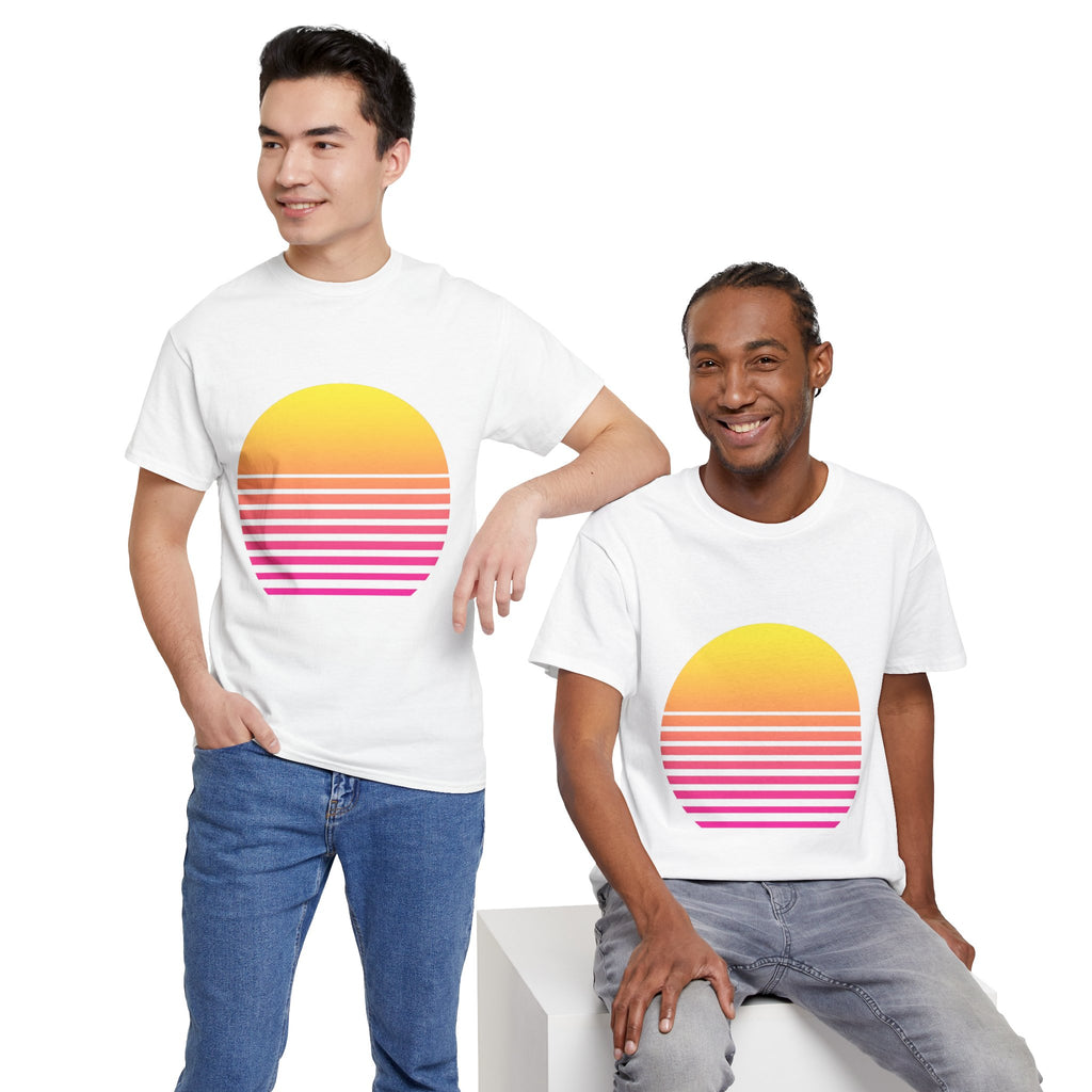 Retro 80s Synthwave Sunset T-Shirt - Vaporwave Neon Graphic Unisex Tee