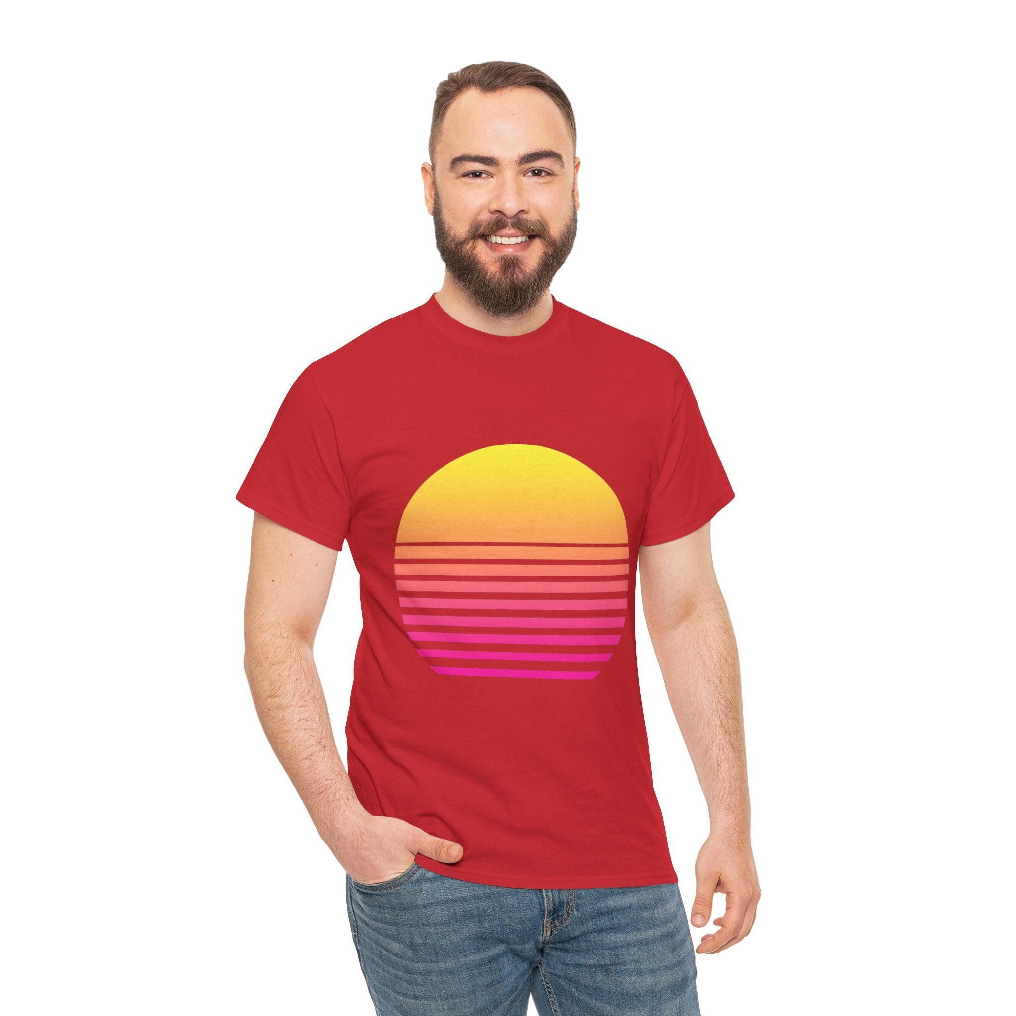 Retro 80s Synthwave Sunset T-Shirt - Vaporwave Neon Graphic Unisex Tee