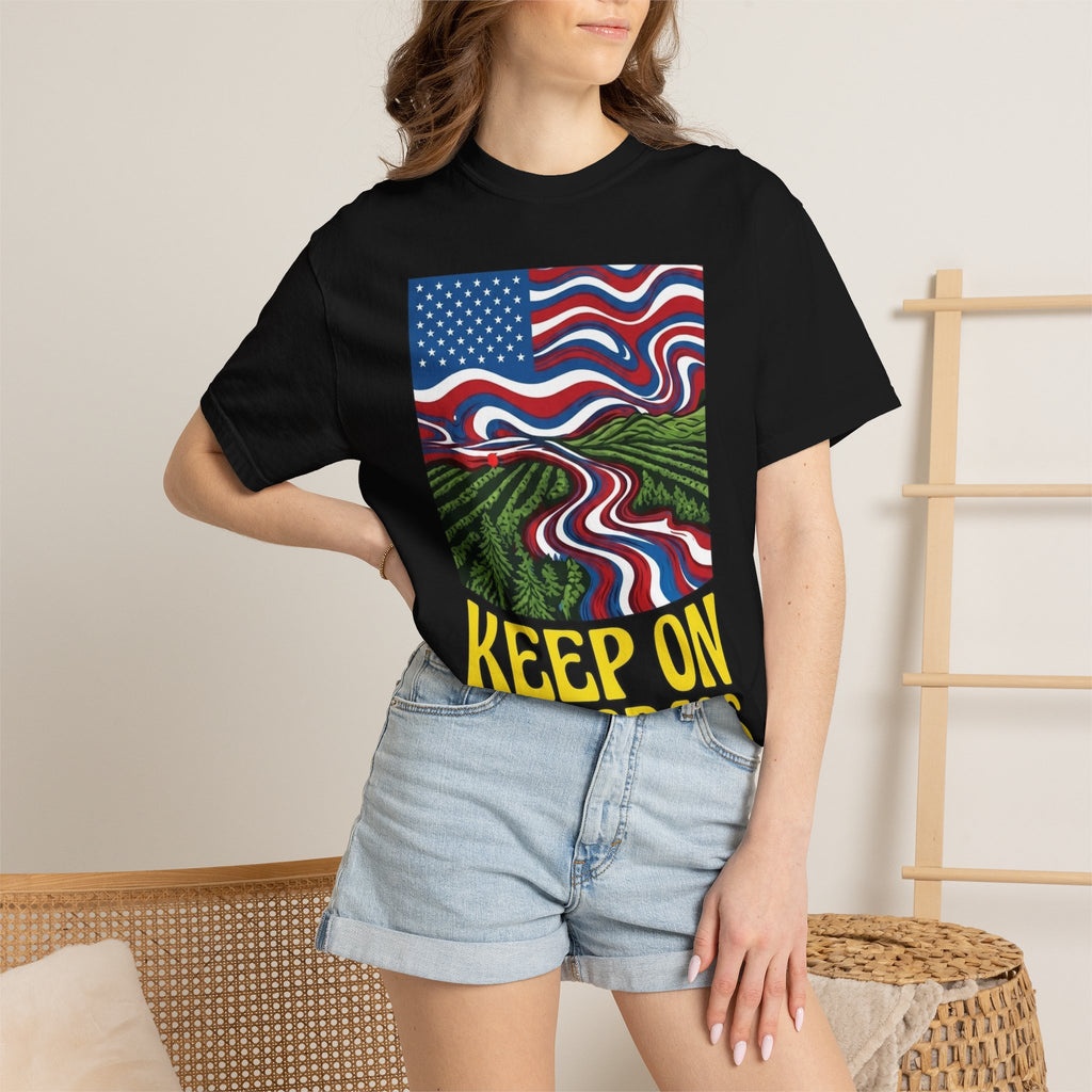 Keep On The Grass T‑Shirt — Psychedelic American Flag Weed Farm Graphic Tee