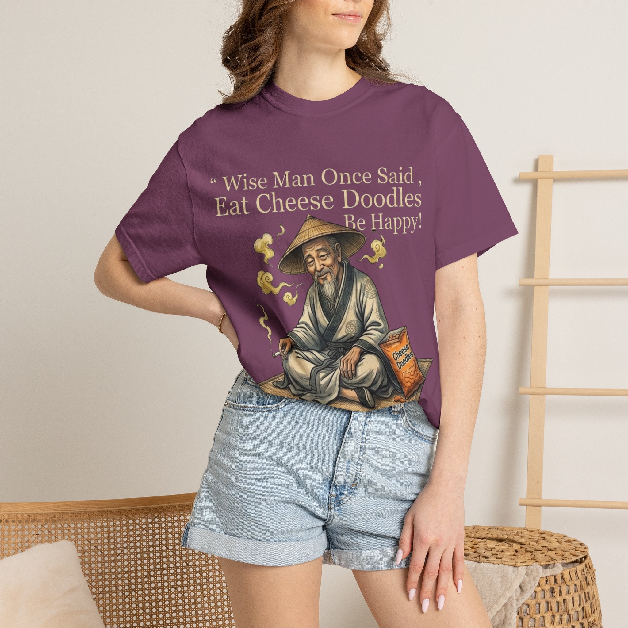 Wise Man Once Said 'Eat Cheese Doodles Be Happy'  Stoner Funny T-Shirt