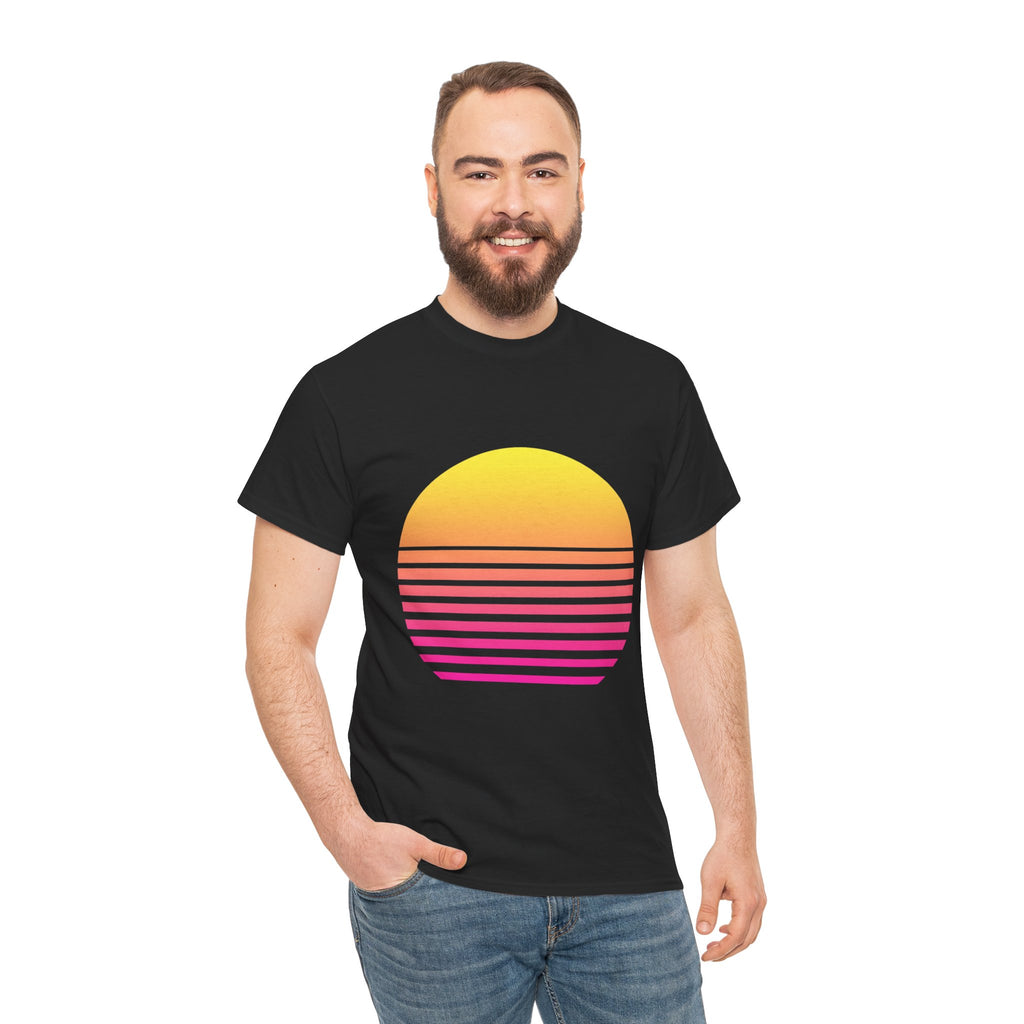 Retro 80s Synthwave Sunset T-Shirt - Vaporwave Neon Graphic Unisex Tee