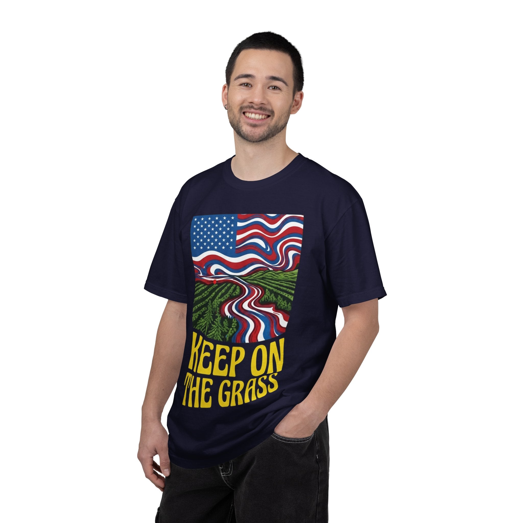 Keep On The Grass T‑Shirt — Psychedelic American Flag Weed Farm Graphic Tee