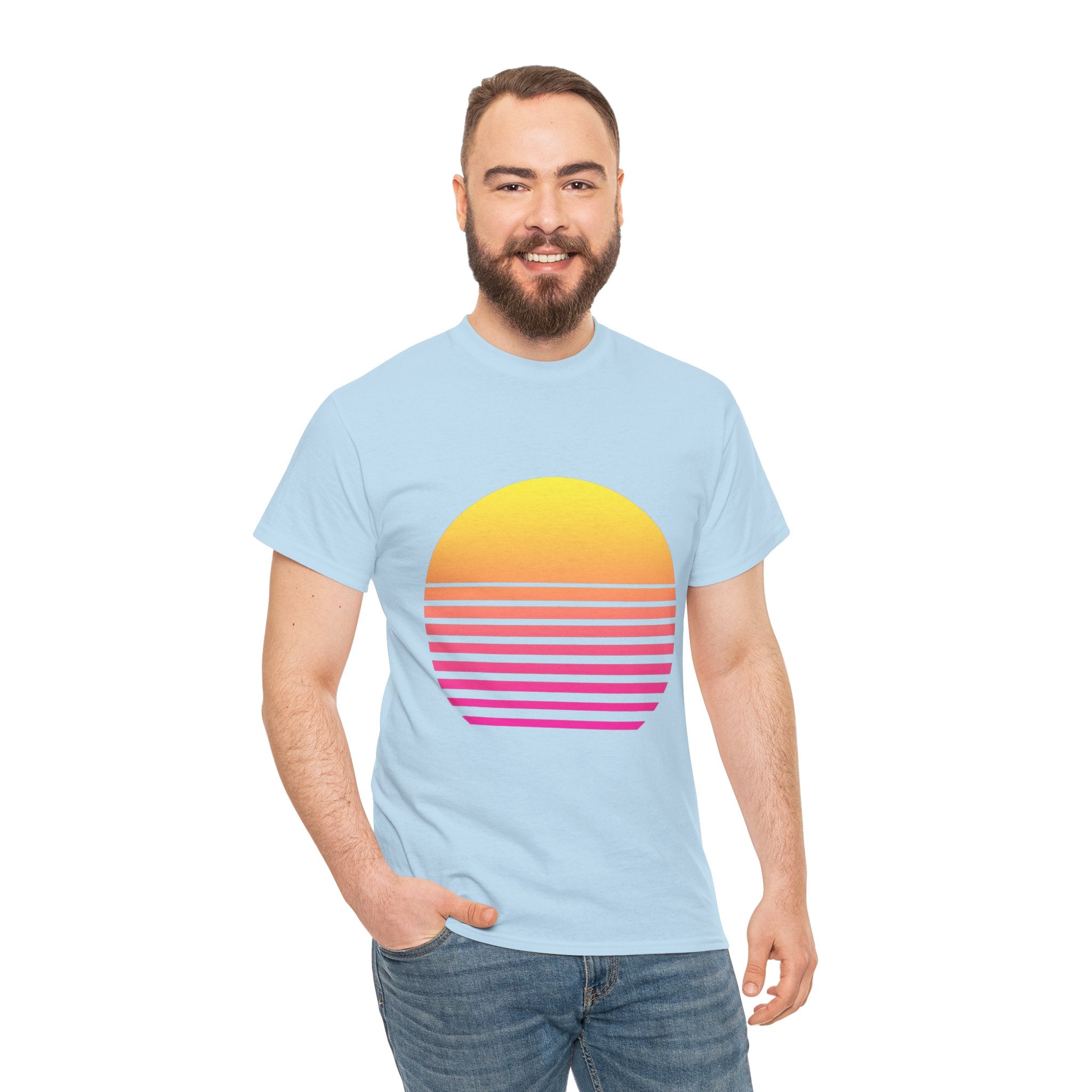Retro 80s Synthwave Sunset T-Shirt - Vaporwave Neon Graphic Unisex Tee